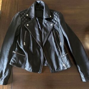 Women's All Saints Leather Motorcycle Jacket Size 2